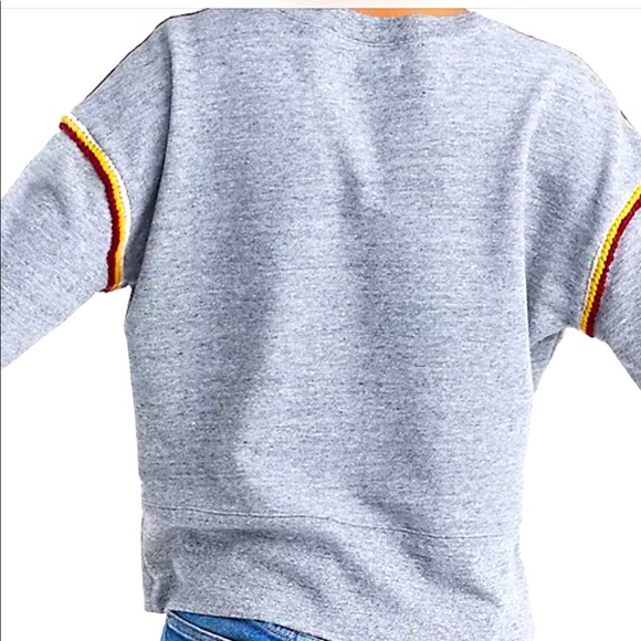 Madewell Embroidered-Trim Crop Sweatshirt Grey Sz Medium - Picture 2 of 12